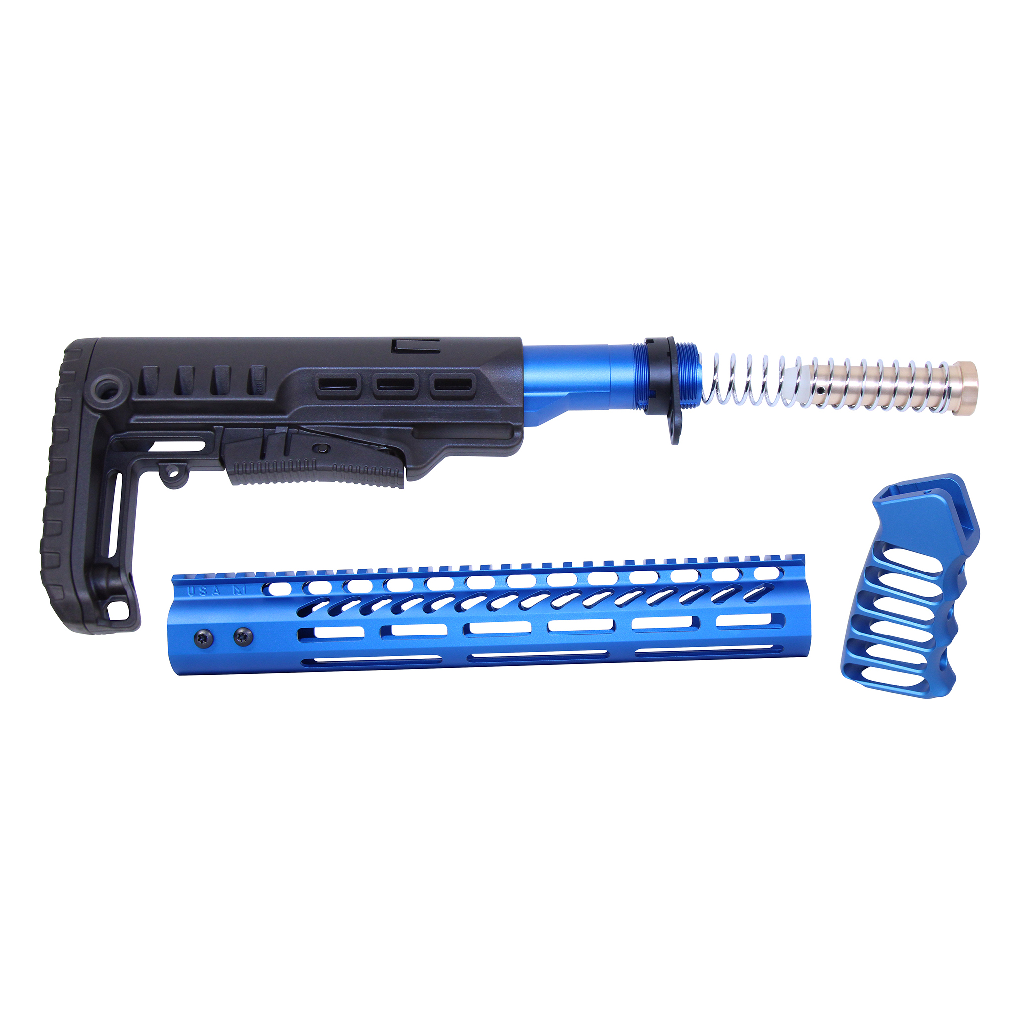 ULTRA-SET-12-BLUE_TT AR-15 Ultralight Series Complete Furniture Set (12") (Anodized Blue) - Image 1