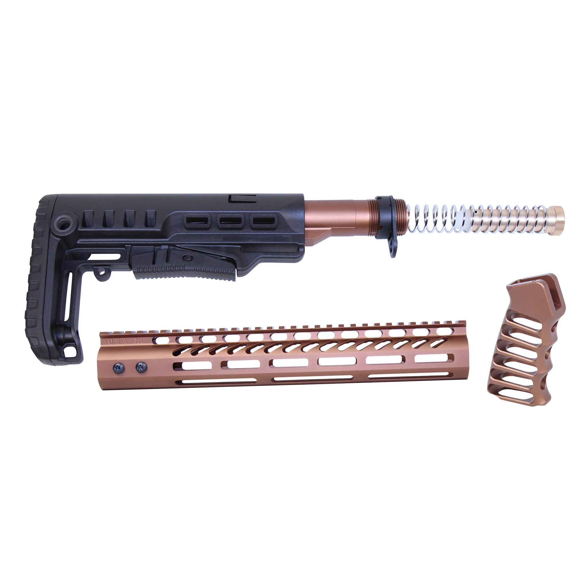 ULTRA-SET-12-BRZ_TT AR-15 Ultralight Series Complete Furniture Set (12") (Anodized Bronze) - Image 1