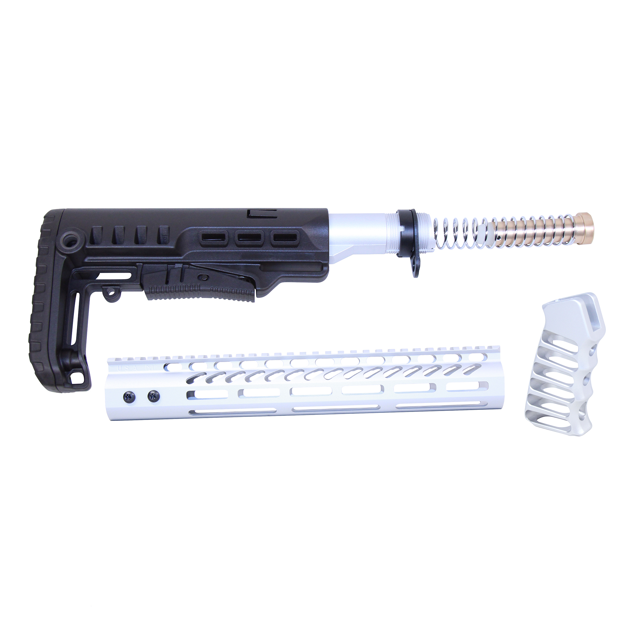 ULTRA-SET-12-CLEAR_TT AR-15 Ultralight Series Complete Furniture Set (12") (Anodized Clear) - Image 1