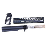 AR-15 pistol brace build kit with buffer tube and M-LOK handguard on white background.