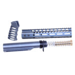AR-15 10 pistol brace kit with milspec buffer tube in anodized grey.