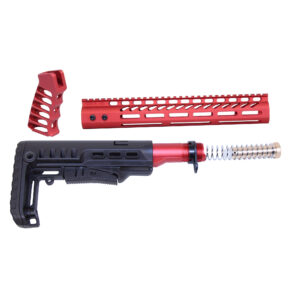 AR-15 Ultralight red and black custom firearm components set.