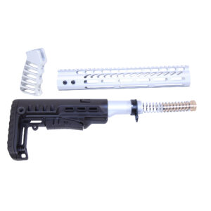 AR-15 Ultralight Complete Furniture Set, disassembled on white background.