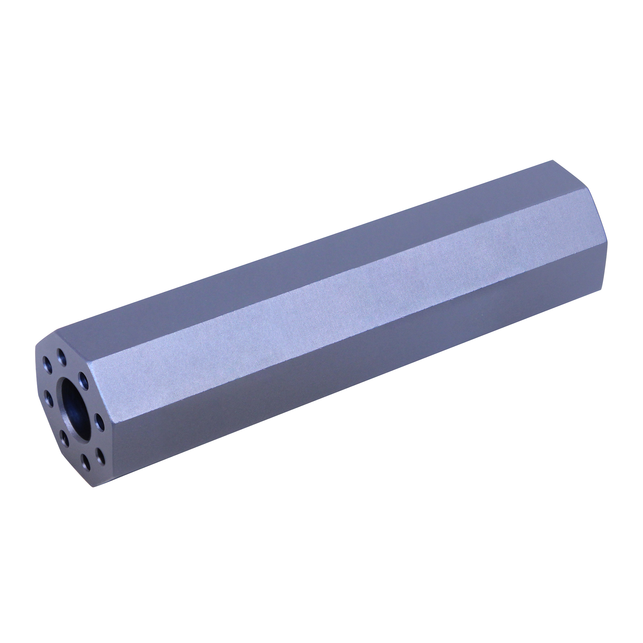 ar-308-fake-suppressor-octagonal-grey-4-5inch_TT AR .308 Cal 4.5" Octagonal Fake Suppressor (Anodized Grey) - Image 1