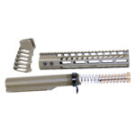 AR-15 Pistol Build Kit: FDE finish with M-LOK handguard, buffer tube, and ergonomic grip.