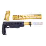Guntec USA AR-15 Ultralight Gold Anodized Furniture Set with M-LOK Handguard.