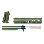 AR-15 Trump Series olive green pistol furniture set with buffer tube.