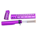 AR-15 10 purple anodized pistol brace and buffer tube kit with extended rail.