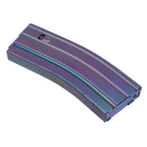 AR 5.56 Cal Aluminum 30 Rnd Mag With Anti-Tilt Follower (Black Rainbow PVD Coated)