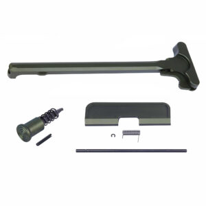 AR-15 upper receiver assembly kit with anodized green finish and 5.56 charging handle