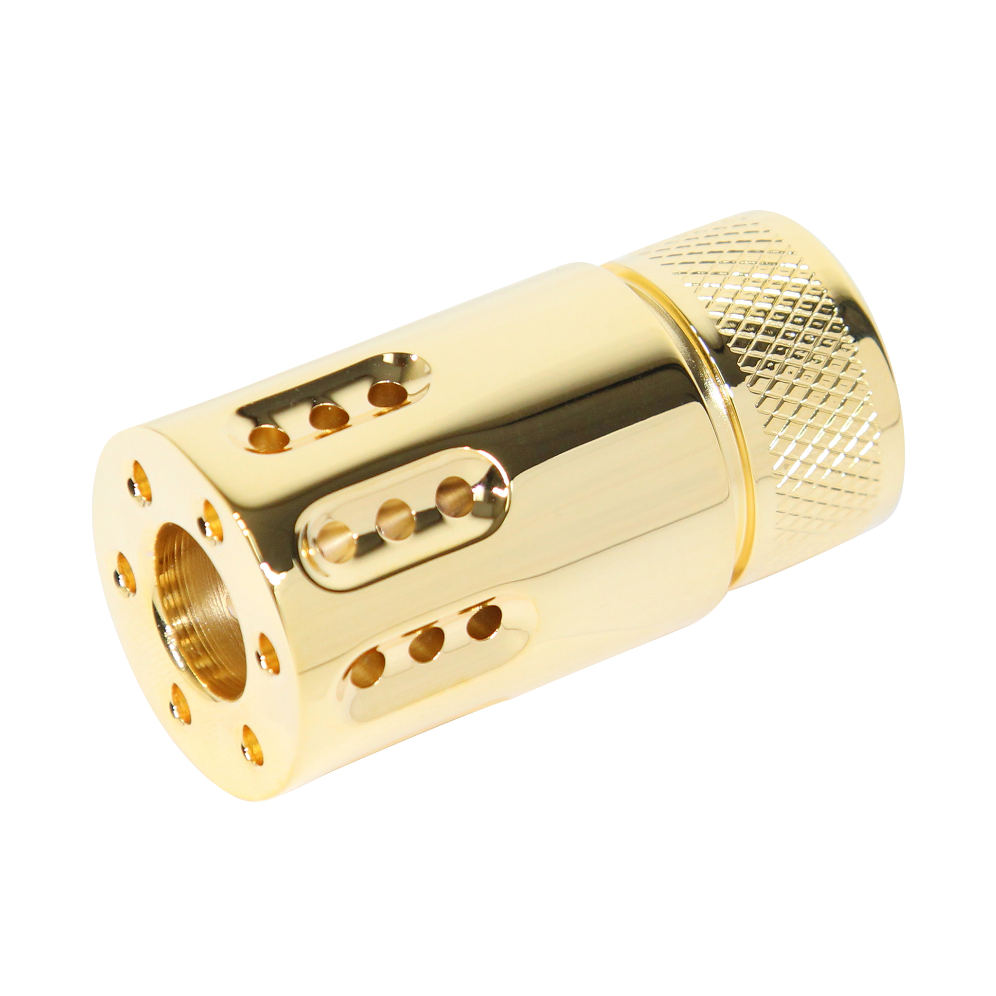 Guntec-USA-1326-MB-P-MINI-GP_TT AR-15 Mini Slip Over Barrel Shroud With Multi Port Muzzle Brake (24K Gold Plated) - Image 1