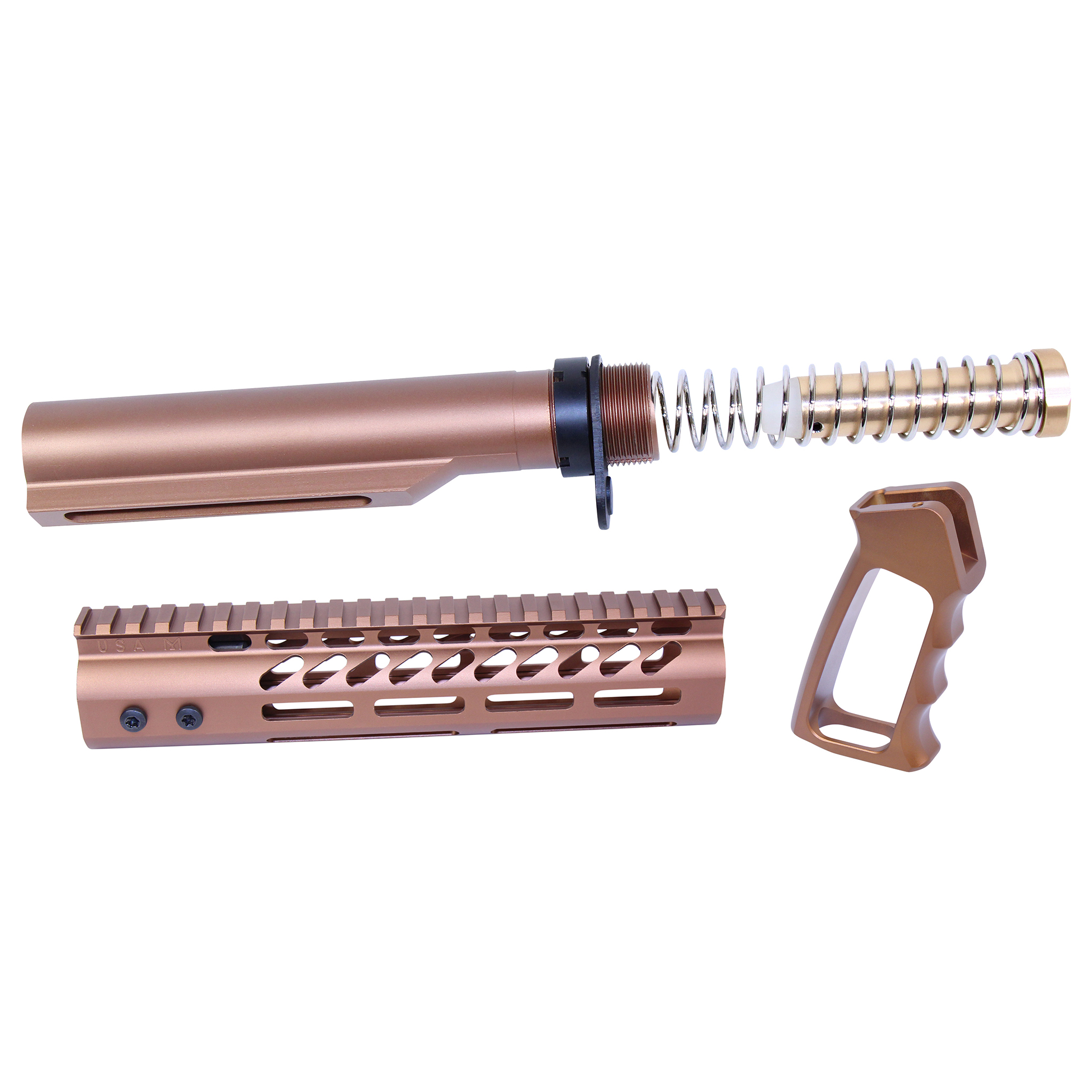 UPS-MILTUBE-BRZ_TT AR-15 Ultra Pistol Furniture Set With Milspec Buffer Tube (Anodized Bronze) - Image 1