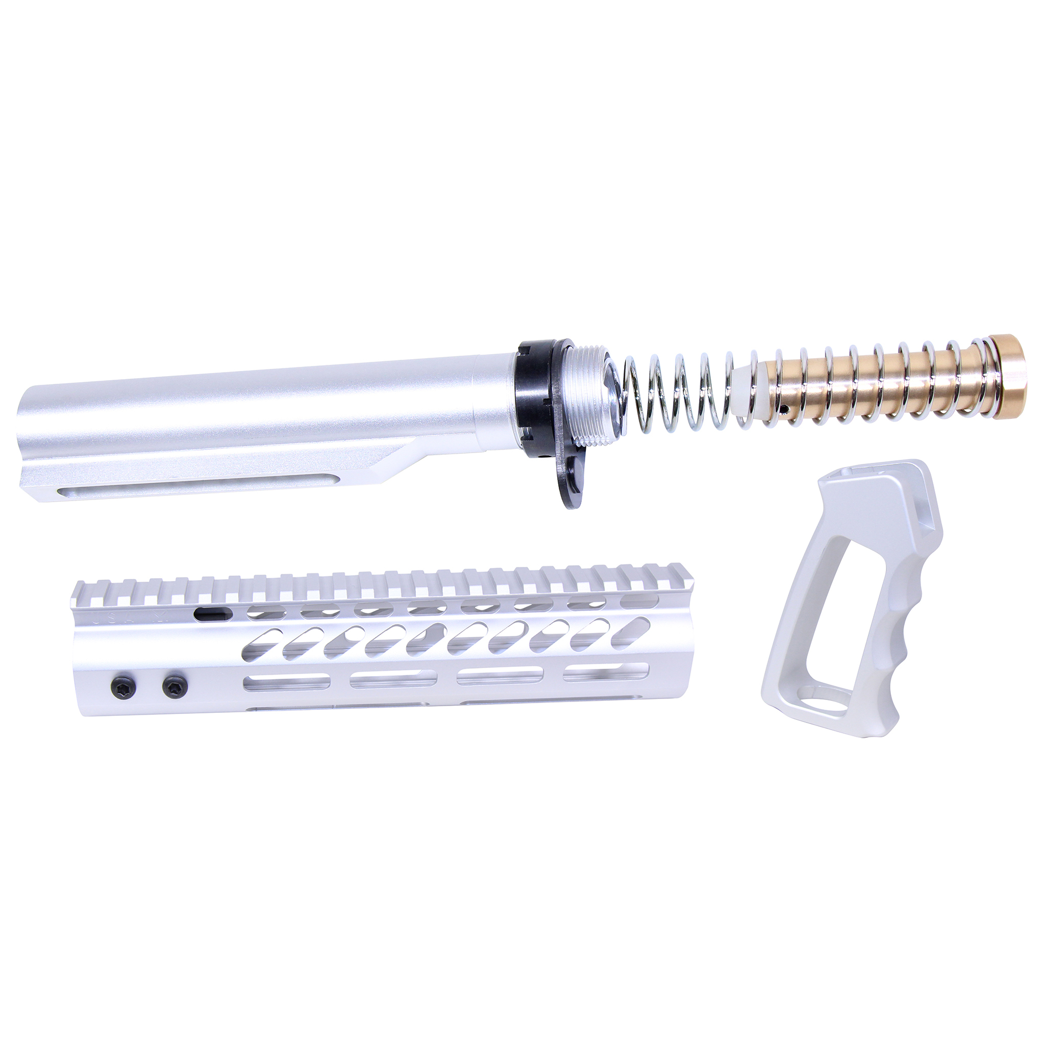 UPS-MILTUBE-CLEAR_TT AR-15 Ultra Pistol Furniture Set With Milspec Buffer Tube (Anodized Clear) - Image 1