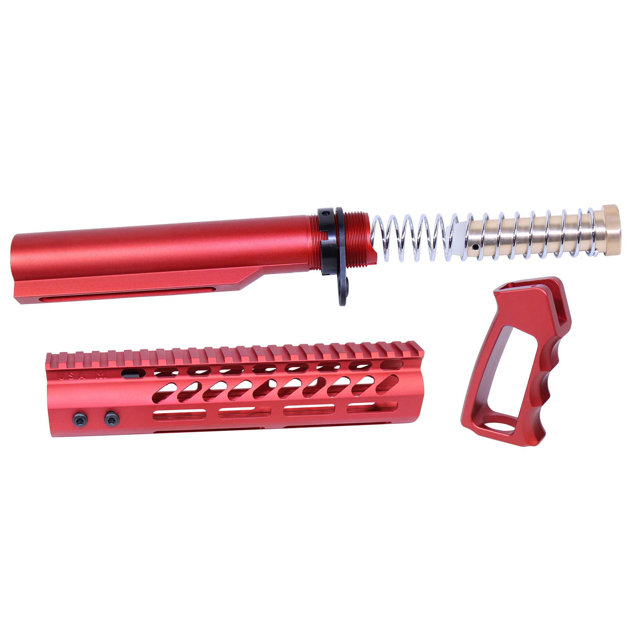 UPS-MILTUBE-RED_TT AR-15 Ultra Pistol Furniture Set With Milspec Buffer Tube (Anodized Red) - Image 1