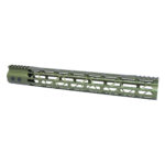 15" MOD LITE Skeletonized  Series M-LOK Free Floating Handguard With Monolithic Top Rail (Anodized Green)