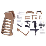 AR-15 Enhanced Lower Parts Kit With Upgrades & Skeletonized Aluminum Pistol Grip (Anodized Bronze)