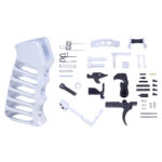 AR-15 Enhanced Lower Parts Kit With Upgrades & Skeletonized Aluminum Pistol Grip (Anodized Clear)