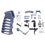 AR-15 Enhanced Lower Parts Kit With Upgrades & Skeletonized Aluminum Pistol Grip (Anodized Grey)