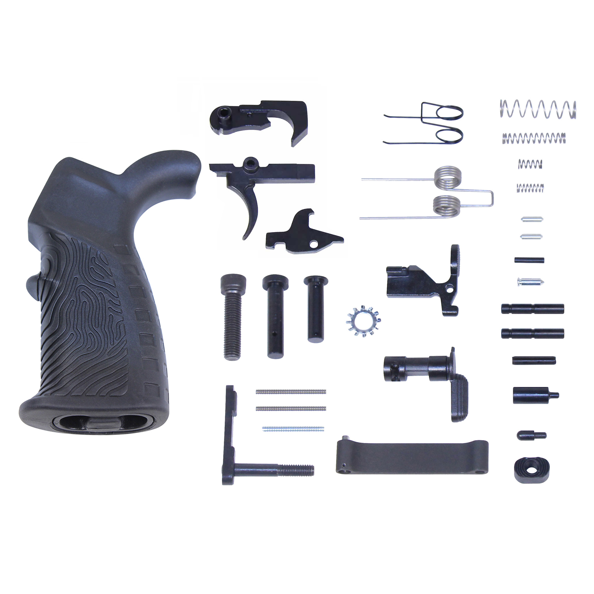 LPK-T37_TT AR-15 Complete Lower Parts Kit With Rubber T37 Textured Pistol Grip - Image 1