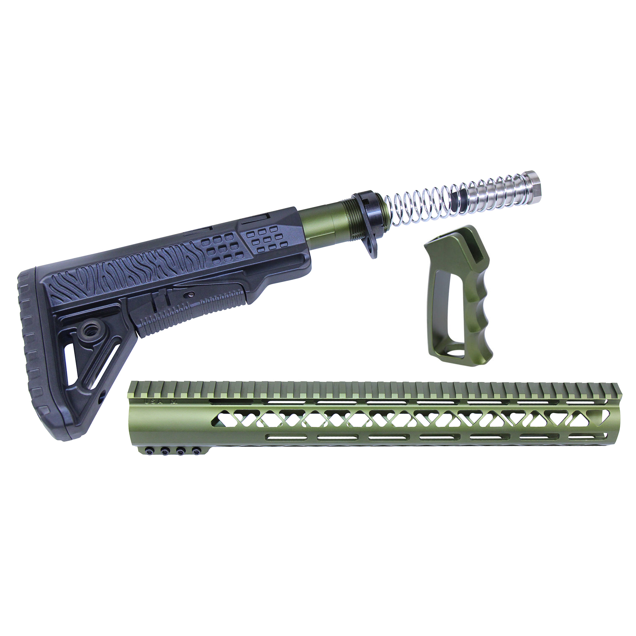 AIRLOK-SET-308-GREEN_TT AR .308 Cal AIR-LOK Series Complete Furniture Set (Anodized Green) - Image 1