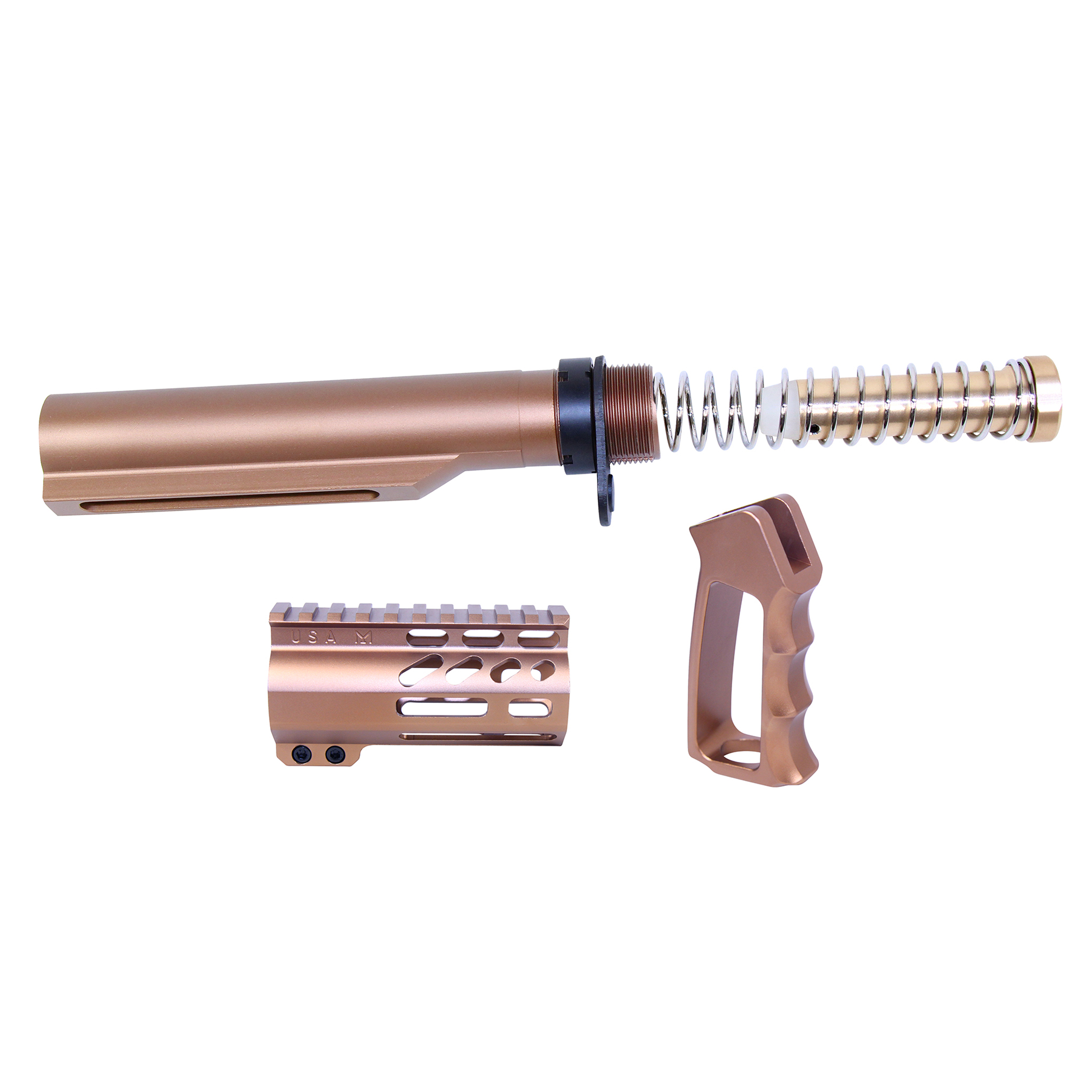 MICRO-P-SET-MIL-MIL-BRZ_TT AR-15 Micro Pistol Furniture Set With Milspec Buffer Tube (Anodized Bronze) - Image 1