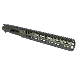 AR-15 Slabside Stripped Billet Upper Receiver With 12" "Socom Series" Suppressor Compatible Handguard Set (Anodized Green)