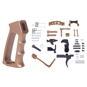 AR-15 Enhanced Lower Parts Kit With Upgrades & Skeletonized Aluminum Pistol Grip (Anodized Bronze) (G2)