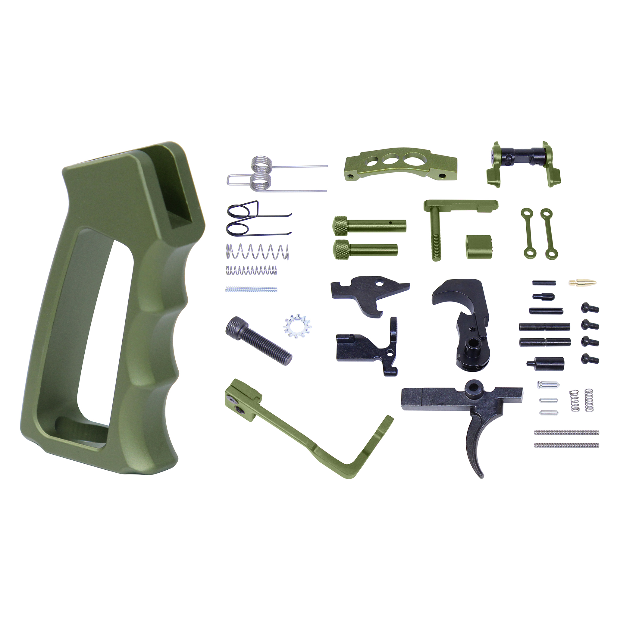 Guntec-USA-LPK-ENH-ULSPG-G2-BLUE-4 AR-15 Enhanced Lower Parts Kit With Upgrades & Skeletonized Aluminum Pistol Grip (Anodized Green) (G2)