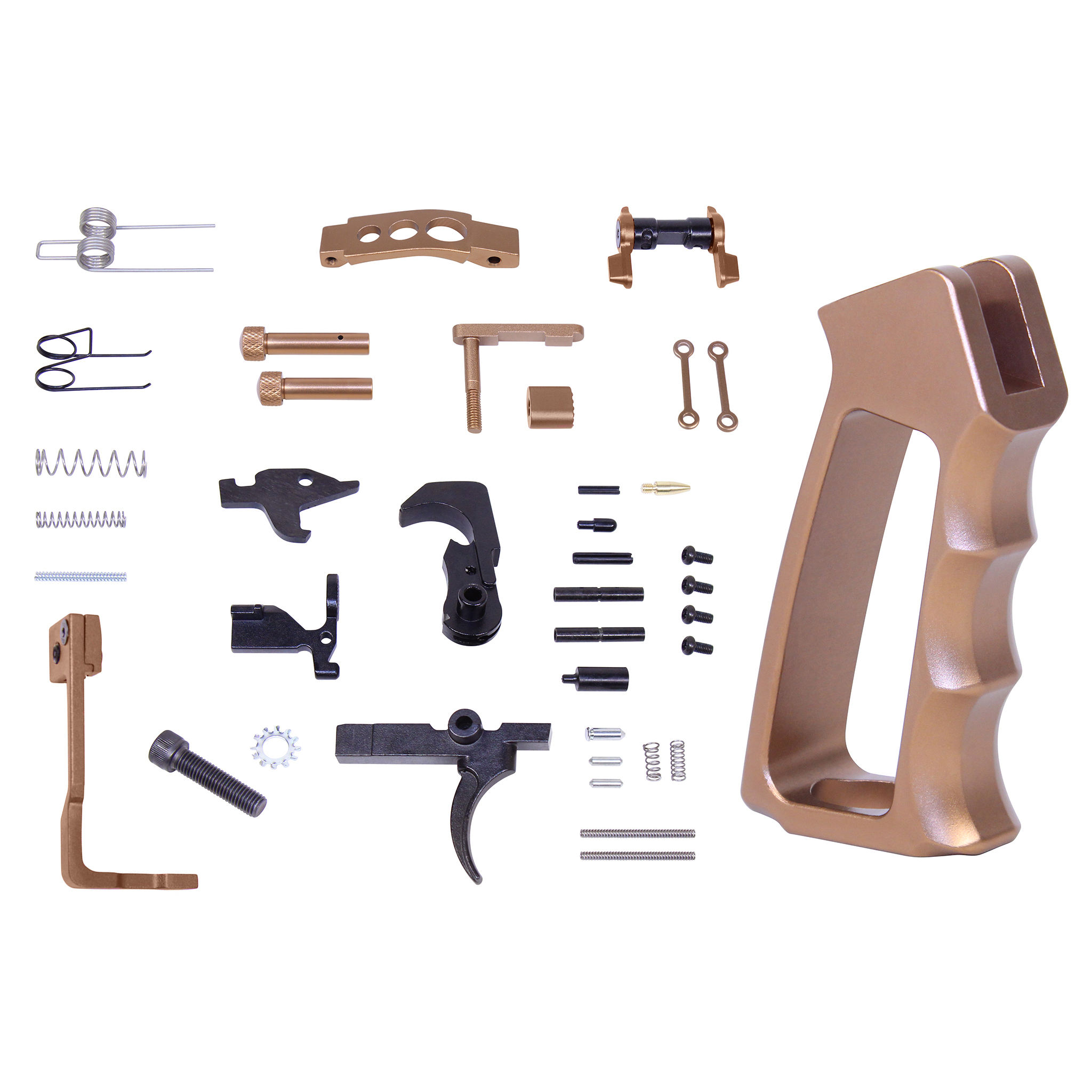 LPK-ENH-ULSPG-G2-BRZ AR-15 Enhanced Lower Parts Kit With Upgrades & Skeletonized Aluminum Pistol Grip (Anodized Bronze) (G2) - Image 1