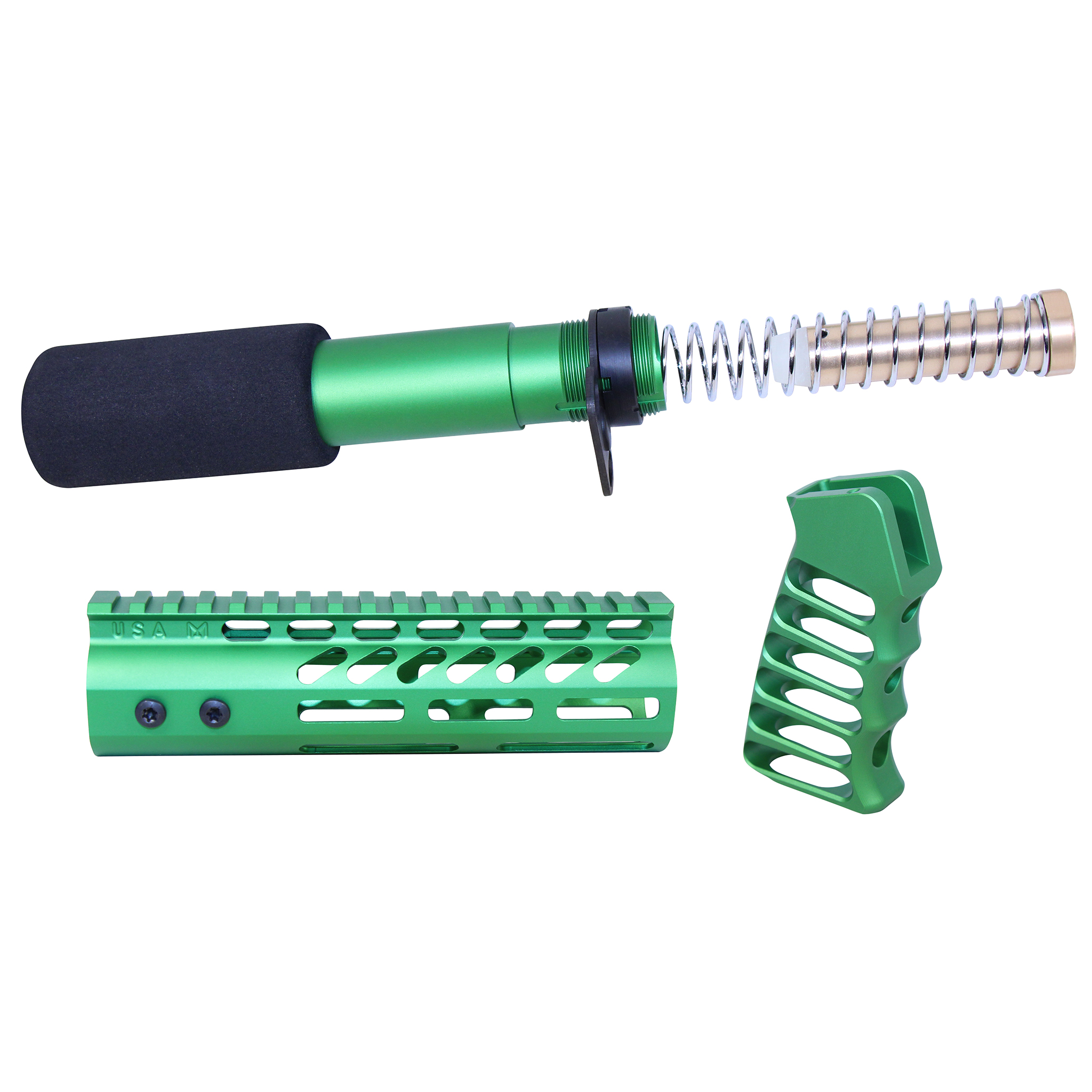 AR-PISTOL-SET-MLK-IG_TT AR-15 Pistol Furniture Set (Anodized Irish Green) - Image 1