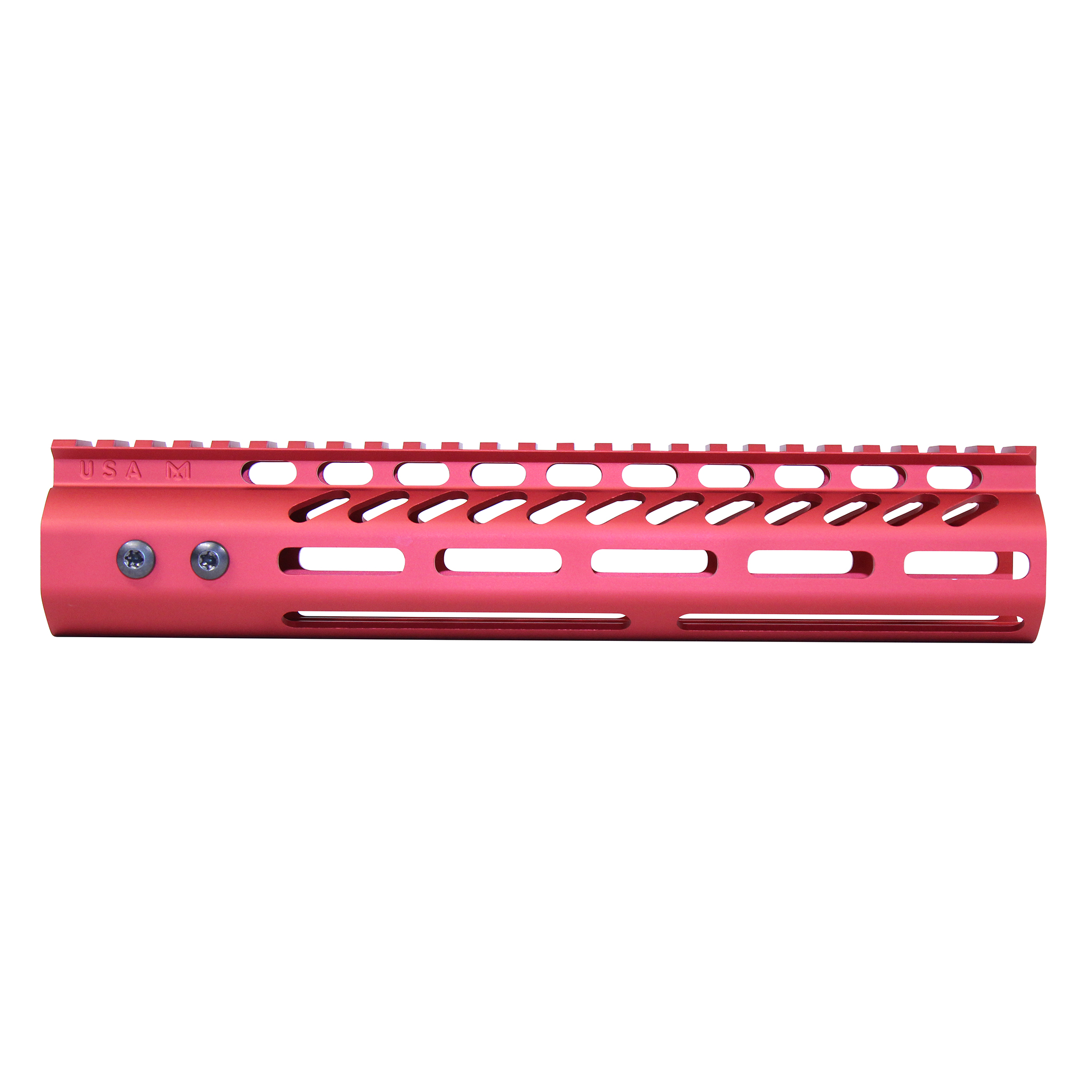 GT-10MLK-308-RED_TT 10" Ultra Lightweight Thin M-LOK System Free Floating Handguard With Monolithic Top Rail (.308 Cal) (Anodized Red) - Image 1