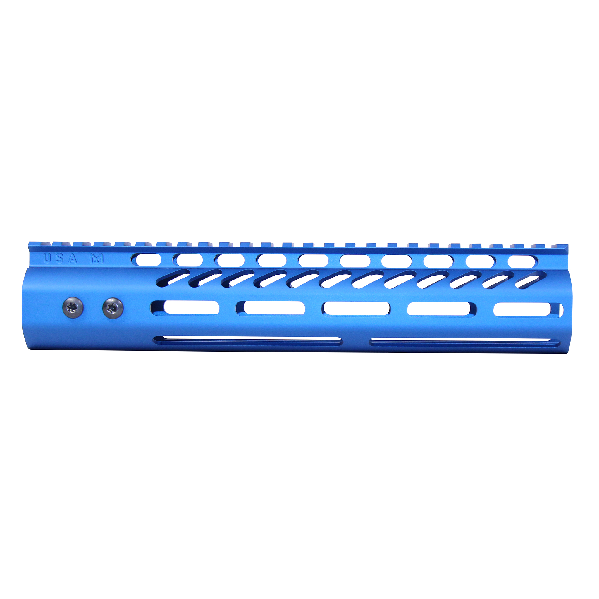 GT-10MLK-308-BLUE_TT 10" Ultra Lightweight Thin M-LOK System Free Floating Handguard With Monolithic Top Rail (.308 Cal) (Anodized Blue) - Image 1