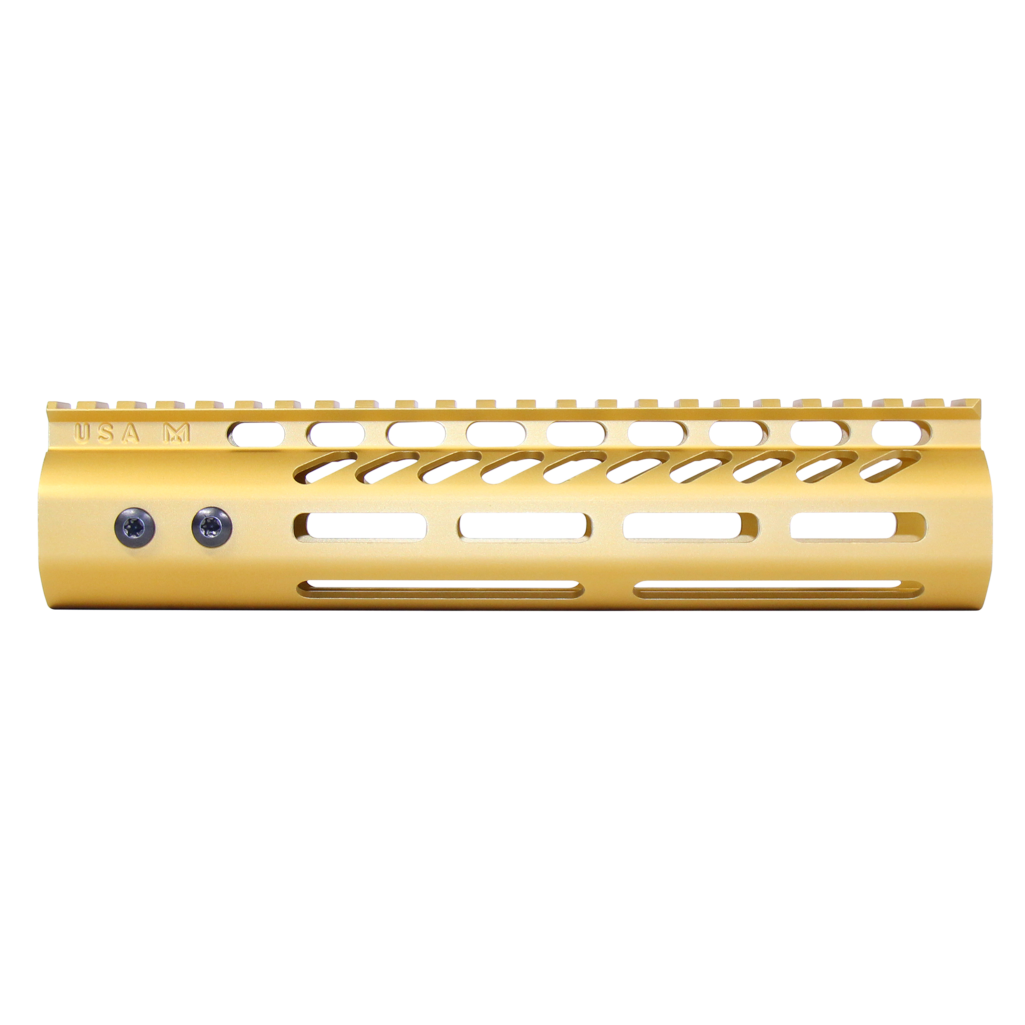 GT-9MLK-308-GOLD_TT 9" Ultra Lightweight Thin M-LOK System Free Floating Handguard With Monolithic Top Rail (.308 Cal) (Anodized Gold) - Image 1