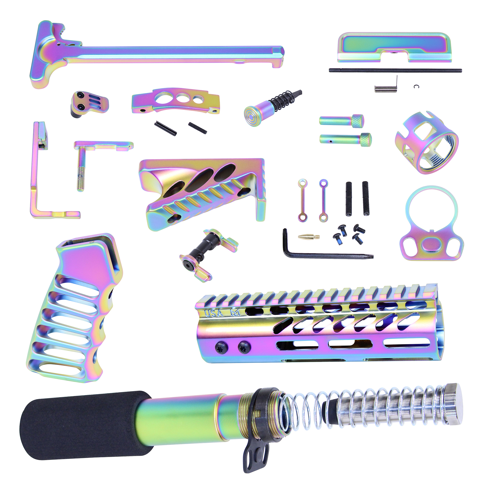 UFK-PK-M-RPVD_TT_rev AR-15 Ultimate Finishing Pistol Kit (Matte Rainbow PVD Coated) - Image 1