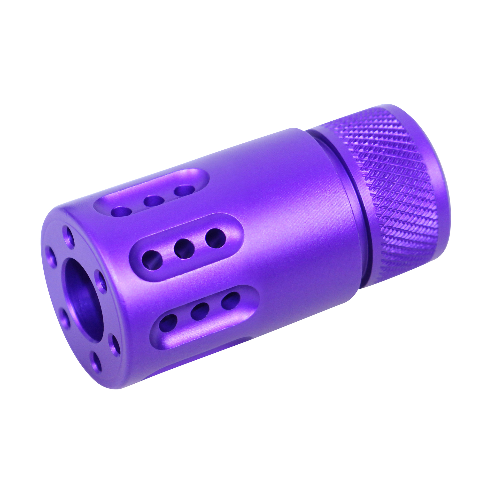 Guntec-USA-1326-MB-P-MINI-RP_tt AR-15 Mini Slip Over Barrel Shroud With Multi Port Muzzle Brake (Anodized Royal Purple) - Image 1