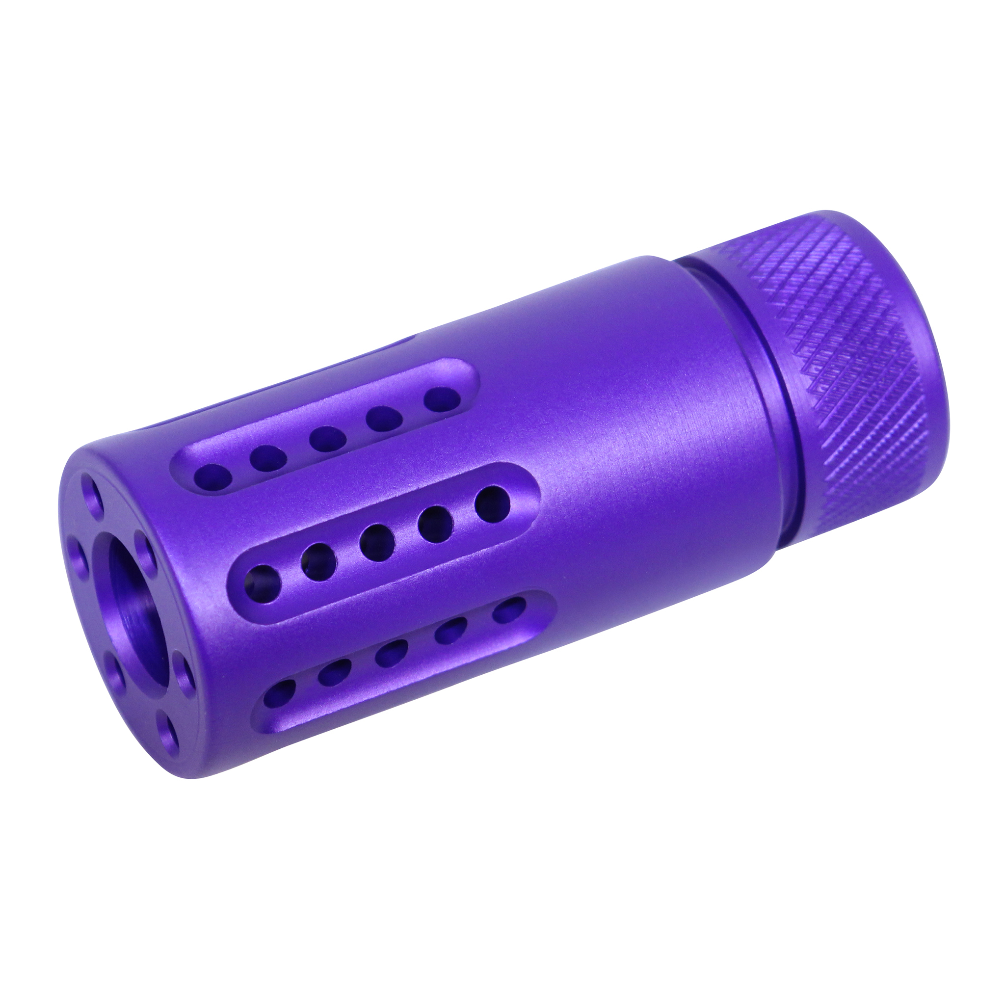 Anodized Royal Purple Micro Barrel Shroud AR-15 Micro Slip Over Barrel Shroud With Multi Port Muzzle Brake in Anodized Royal Purple