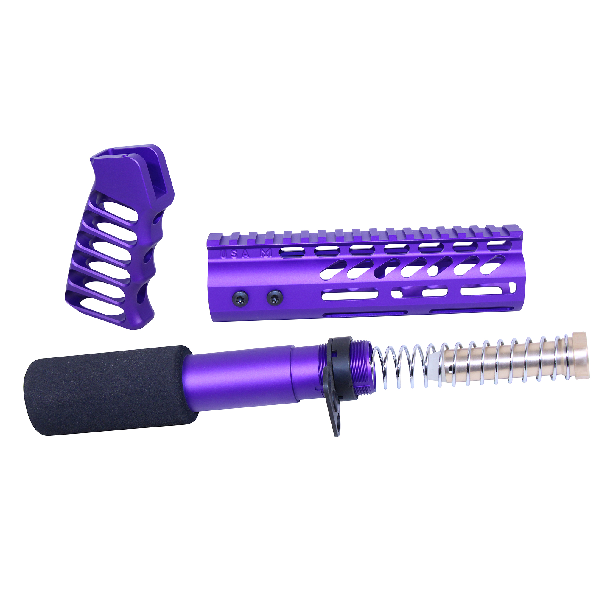 Guntec-USA-AR-PISTOL-SET-MLK-RP AR-15 Pistol Furniture Set (Anodized Royal Purple)