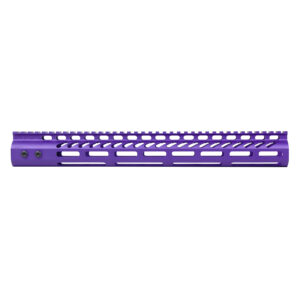 15" Ultra Lightweight Thin M-LOK System Free Floating Handguard With Monolithic Top Rail (Anodized Royal Purple)