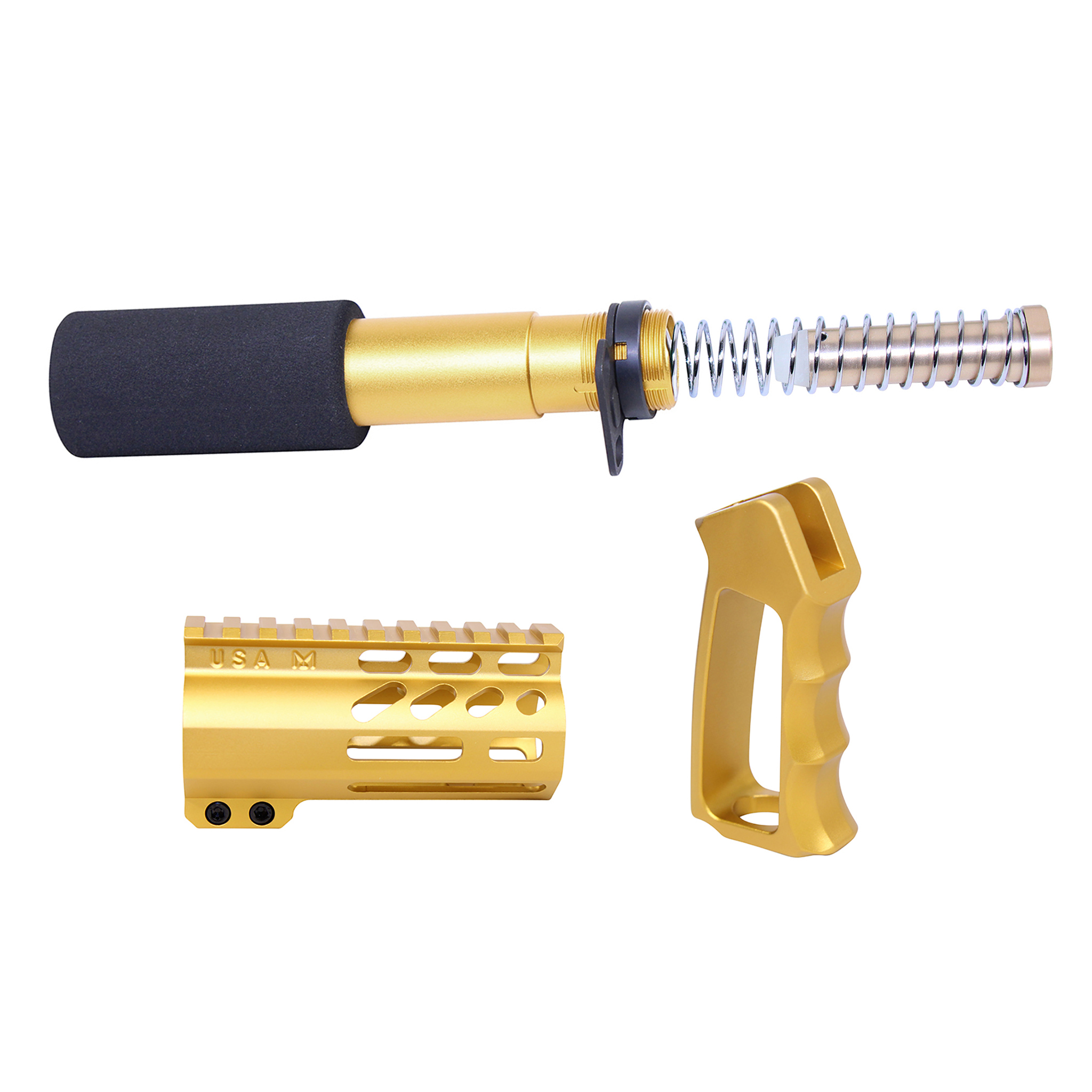 MINI-P-SET-GOLD_TT AR-15 Mini Pistol Furniture Set (Anodized Gold) - Image 1