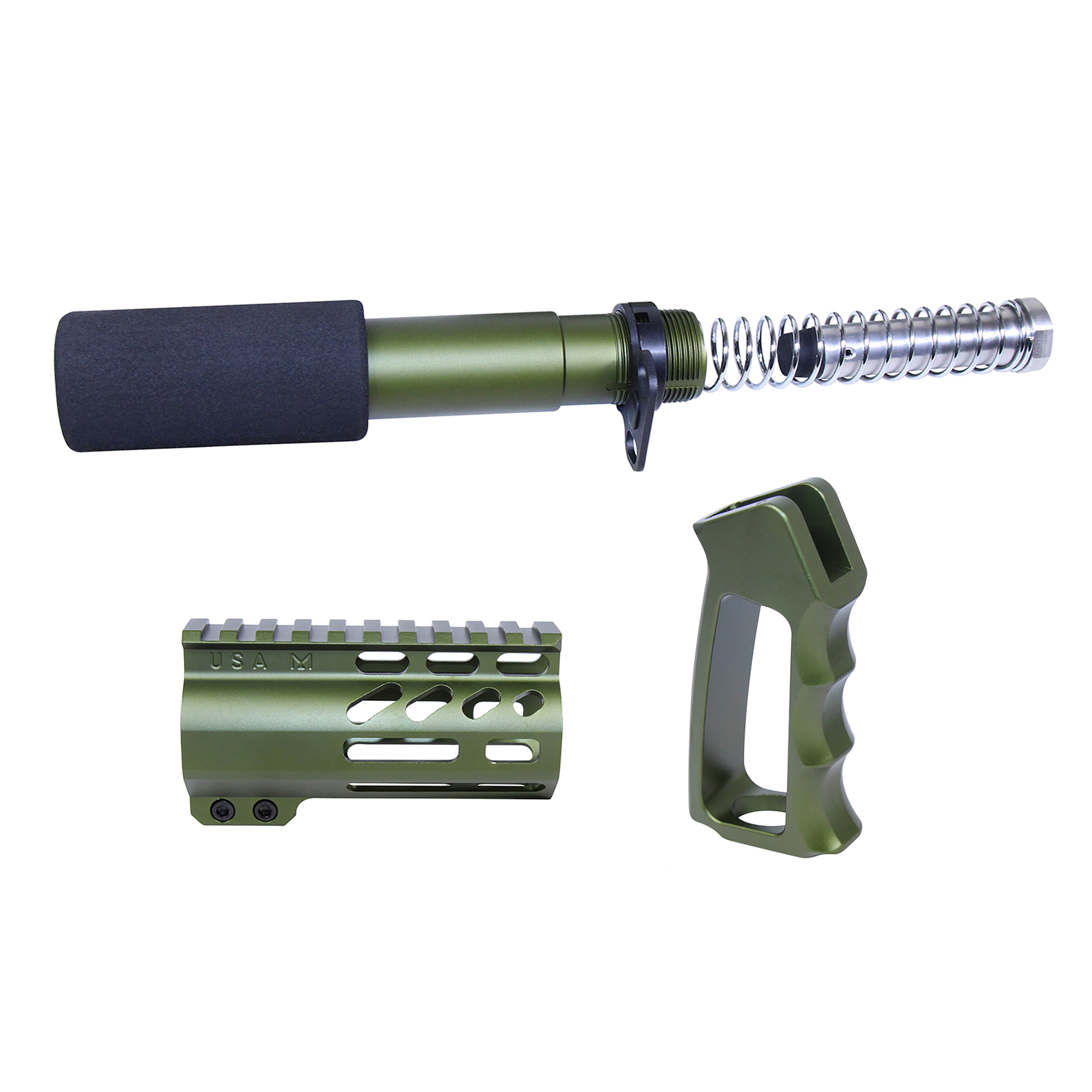 MINI-P-SET-GREEN_TT AR-15 Mini Pistol Furniture Set (Anodized Green) - Image 1