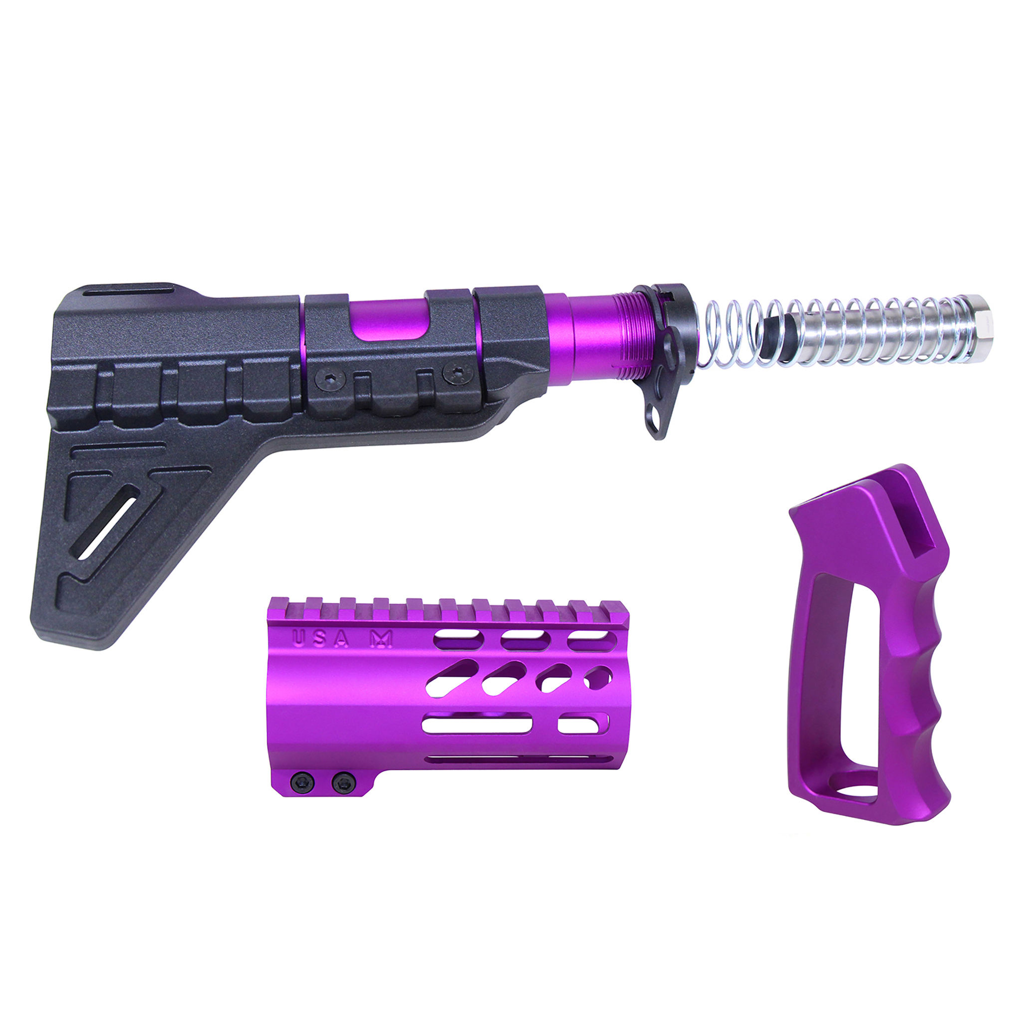 MINI-P-SET-PURPLE_TT AR-15 Mini Pistol Furniture Set W/Micro Breach Pistol Brace (Anodized Purple) - Image 1