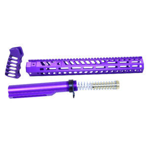 AR-15 15" Socom Series Build Kit in Anodized Royal Purple finish, showing handguard, buffer tube, and buffer spring