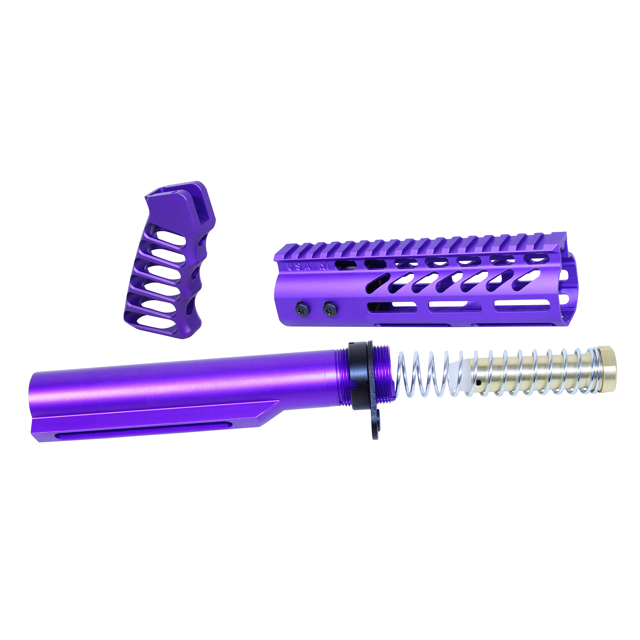 Guntec-USA-ULTRA-BBK7-RP AR-15 7" Pistol Pistol Brace Build Kit With Milspec Buffer Tube (Anodized Royal Purple)
