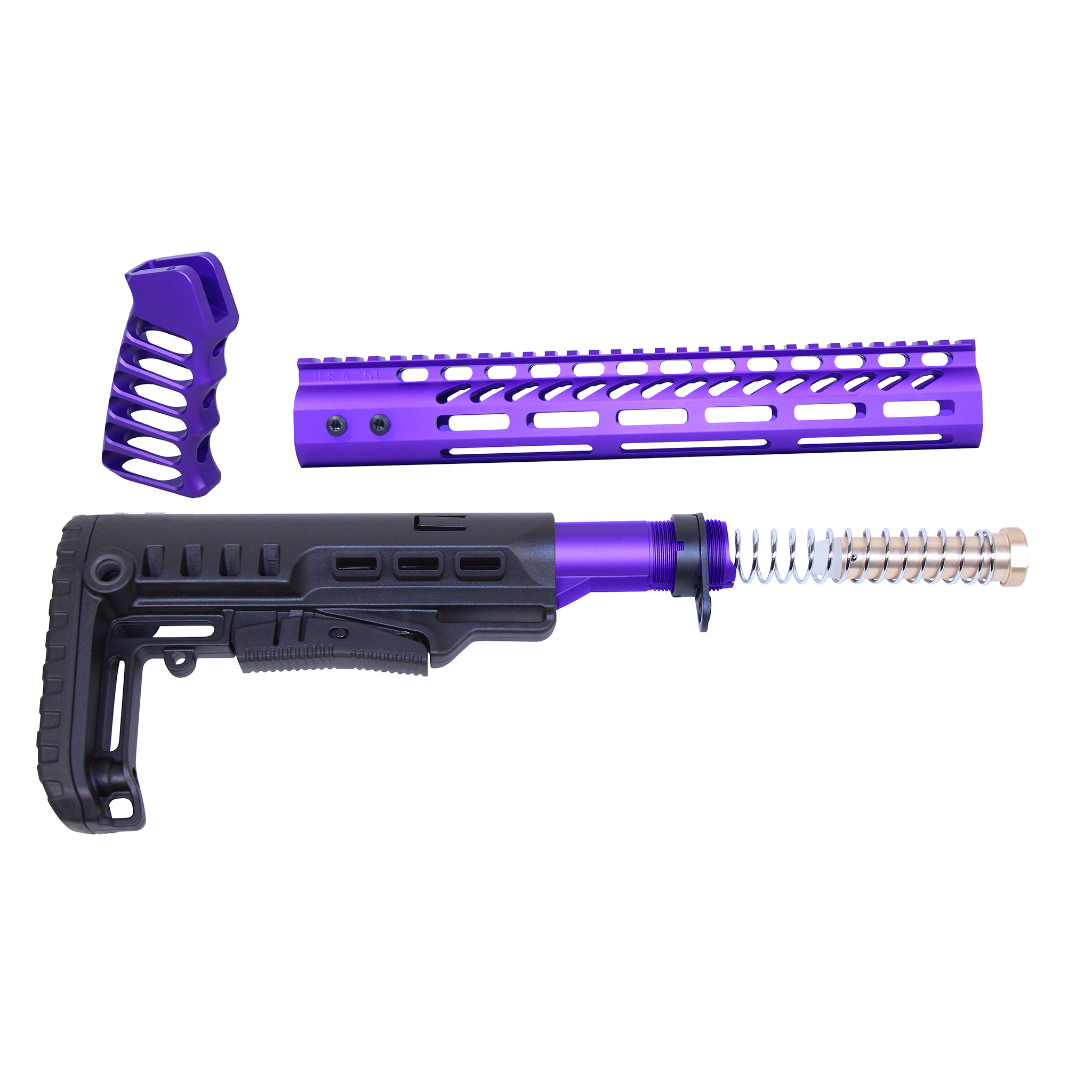 Guntec-USA-ULTRA-SET-12-RP AR-15 Ultralight Series Complete Furniture Set (12") (Anodized Royal Purple)