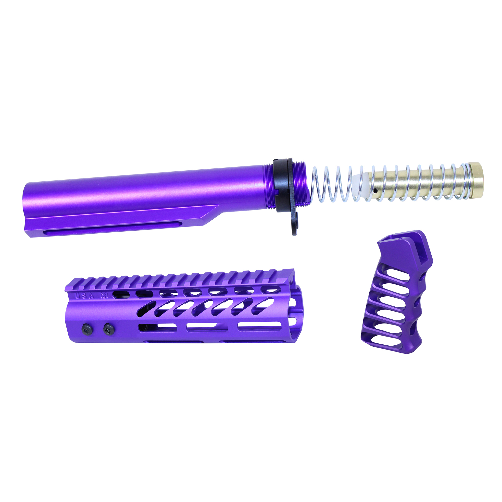 ULTRA-BBK7-RP_TT AR-15 7" Pistol Pistol Brace Build Kit With Milspec Buffer Tube (Anodized Royal Purple) - Image 1