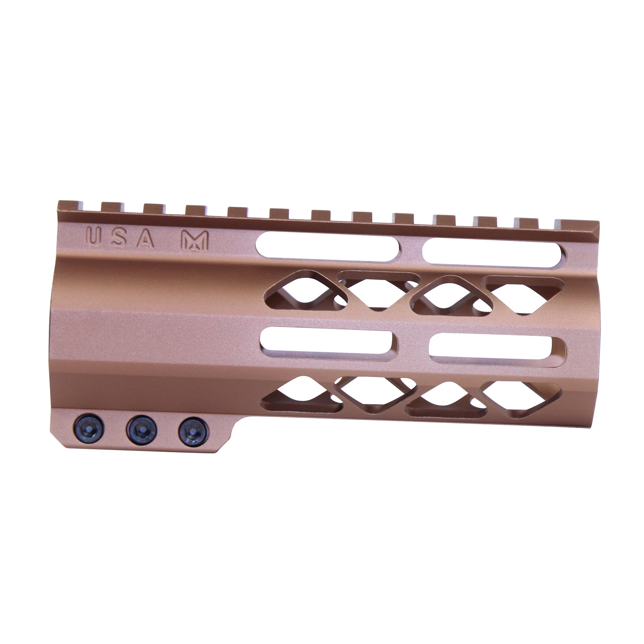 5" AIR-LOK M-LOK Handguard Anodized Bronze Anodized bronze 5-inch AIR-LOK M-LOK free floating handguard with monolithic top rail and USA M stamp