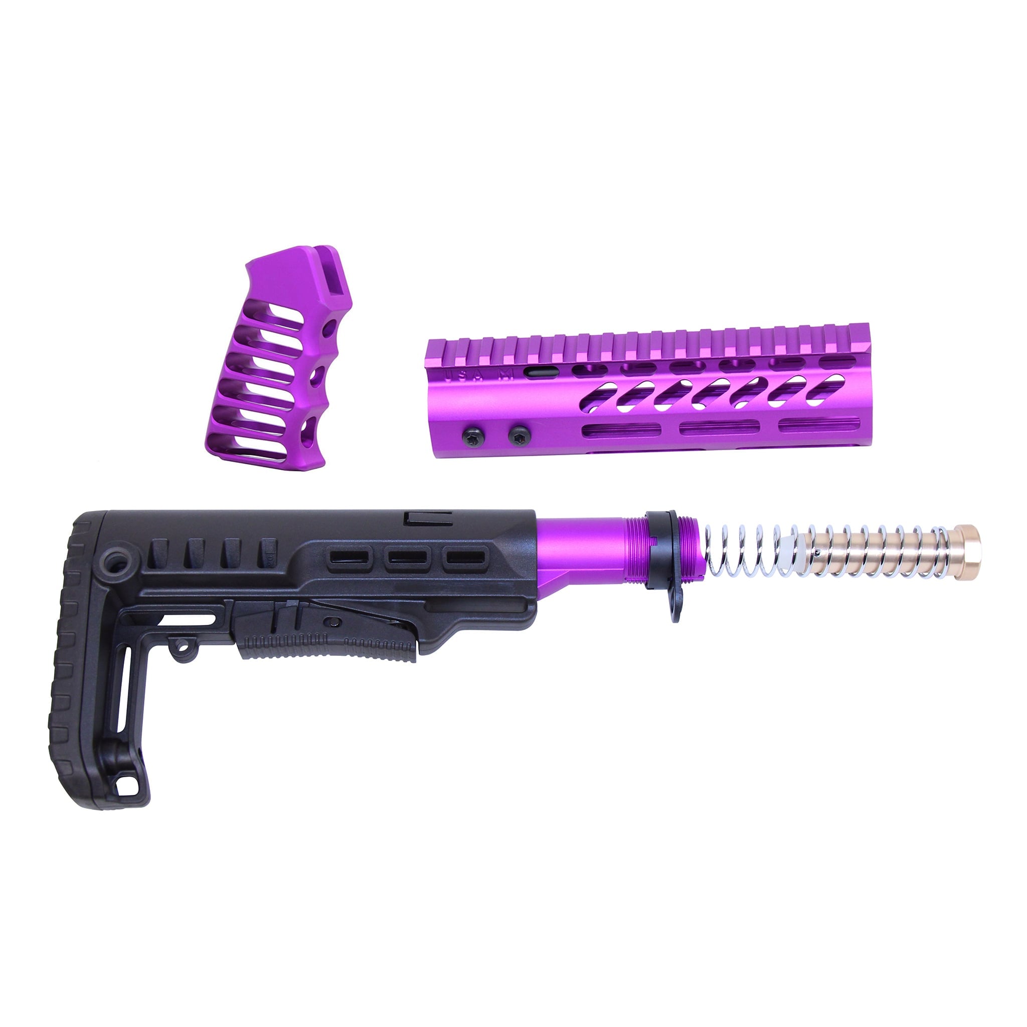 Guntec-USA-ULTRA-SET-7-RP-11 AR-15 Ultralight Series Complete Furniture Set (7") (Anodized Purple)