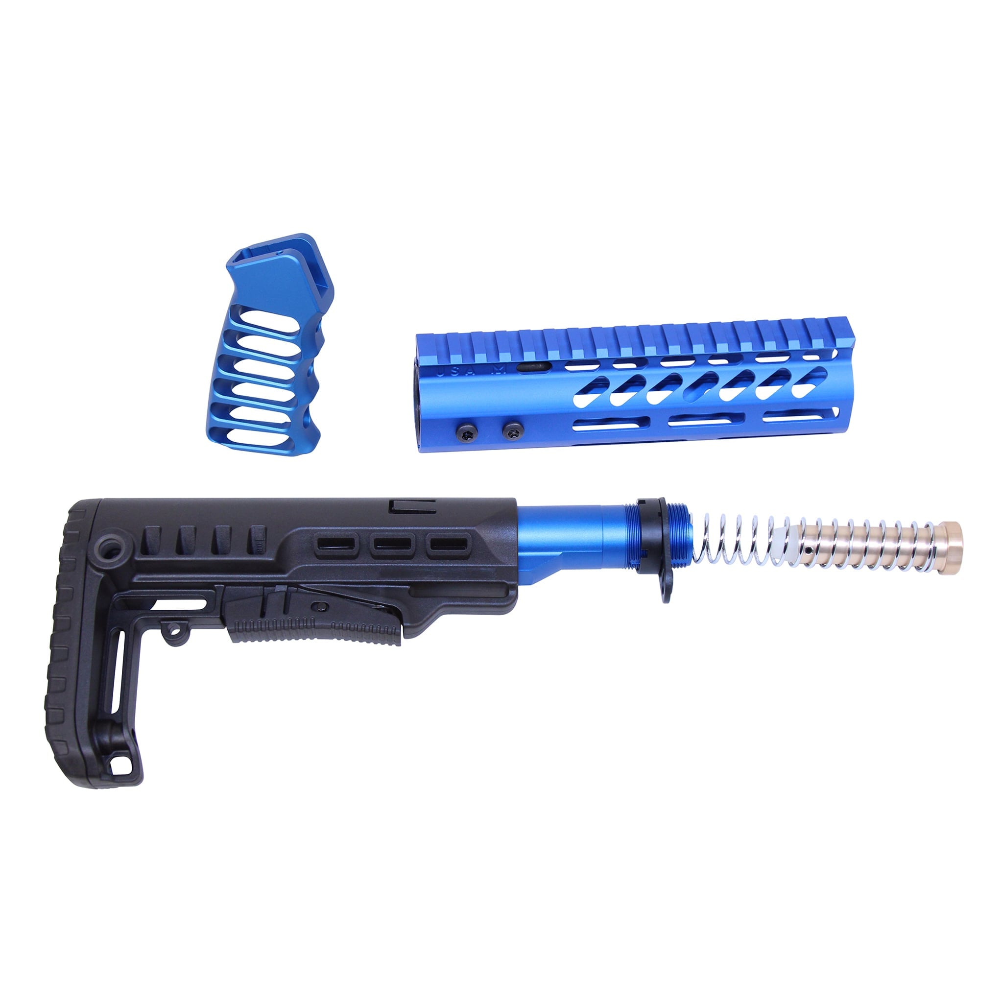 Guntec-USA-ULTRA-SET-7-RP-2 AR-15 Ultralight Series Complete Furniture Set (7") (Anodized Blue)