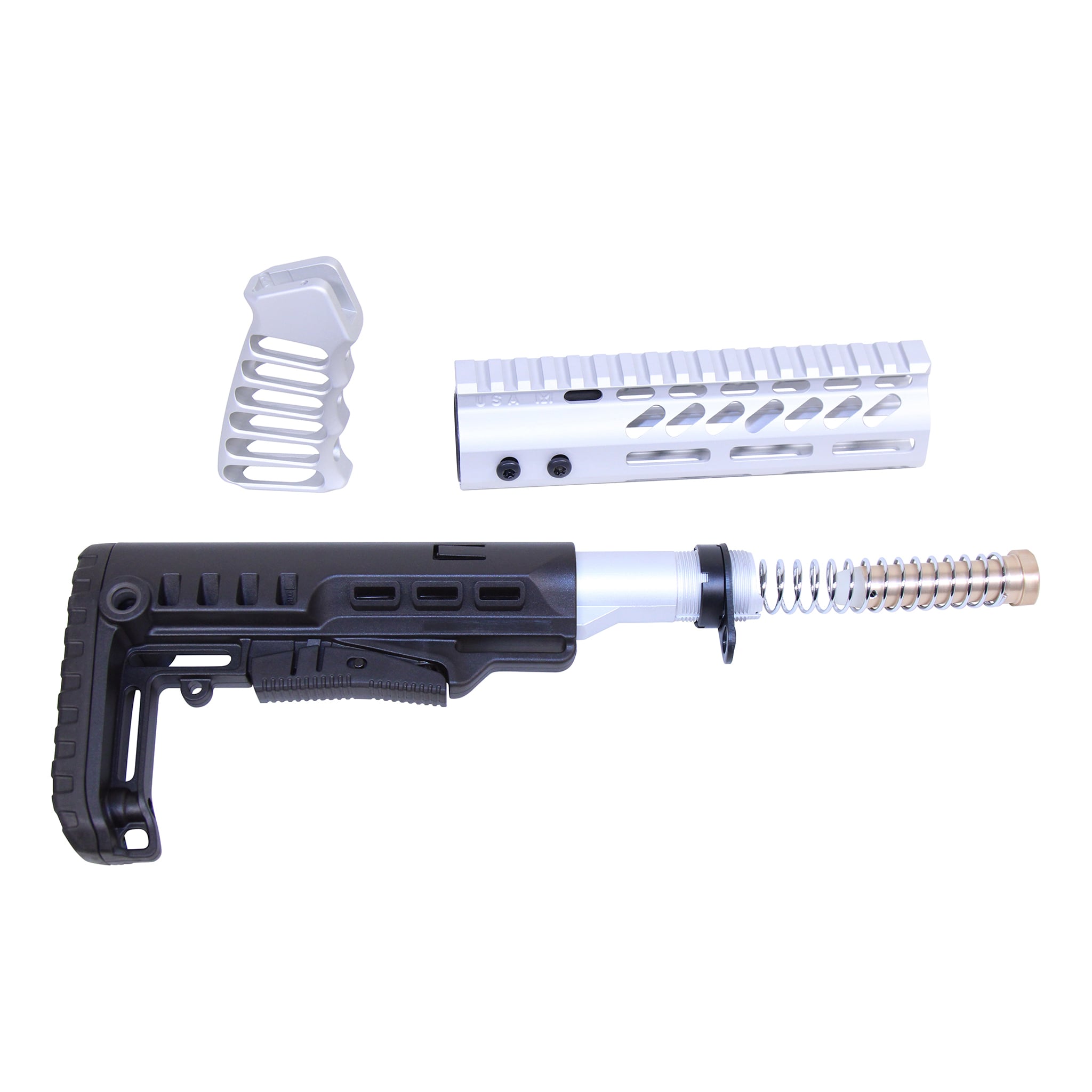 Guntec-USA-ULTRA-SET-7-RP-4 AR-15 Ultralight Series Complete Furniture Set (7") (Anodized Clear)