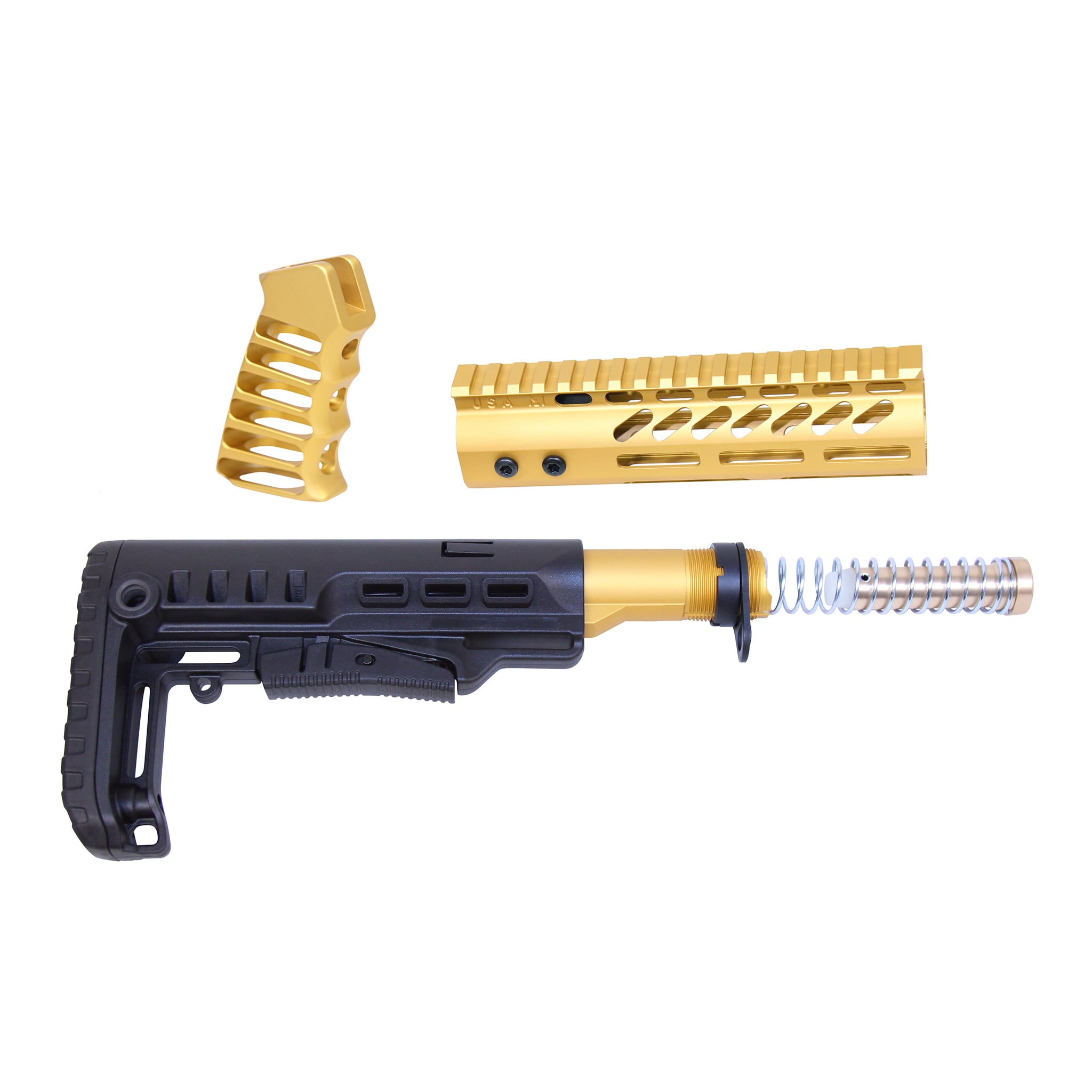 Guntec-USA-ULTRA-SET-7-RP-6 AR-15 Ultralight Series Complete Furniture Set (7") (Anodized Gold)